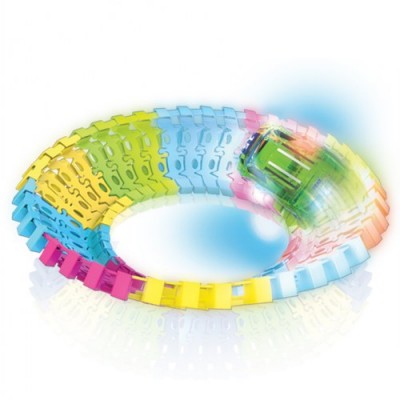Twister Tracks Neon Glow in the Dark 221 Piece (11 feet) of Flexible Assembly Track Race Series   